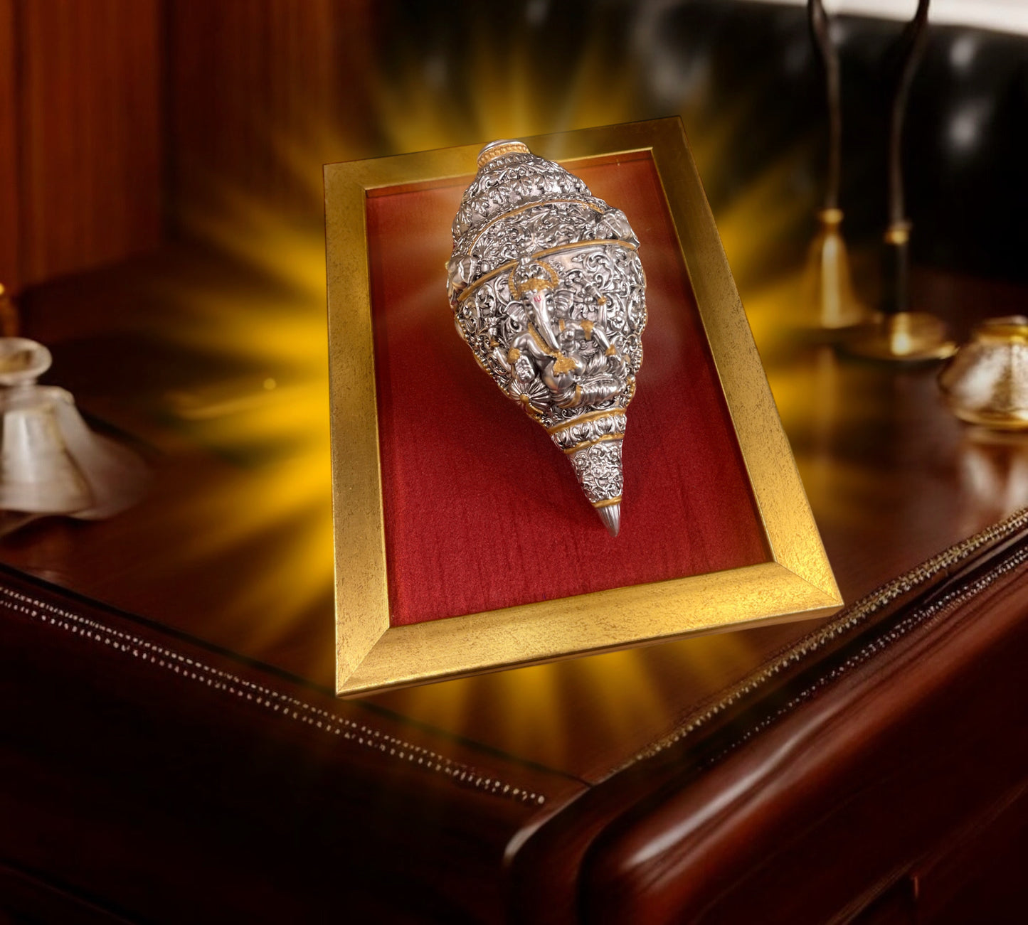 Ganesha conch gold & sterling silver with free Base