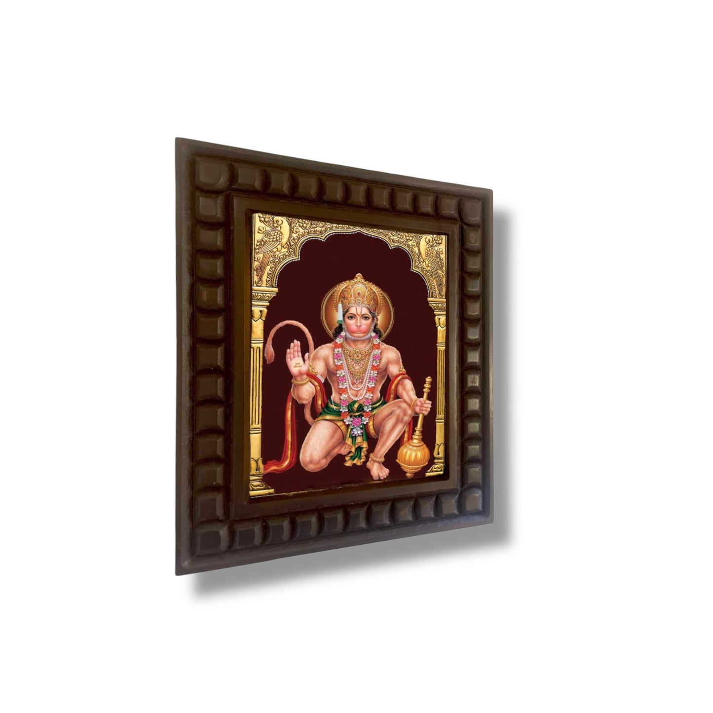 Hanuman Gold Foiled Art within wooden frame