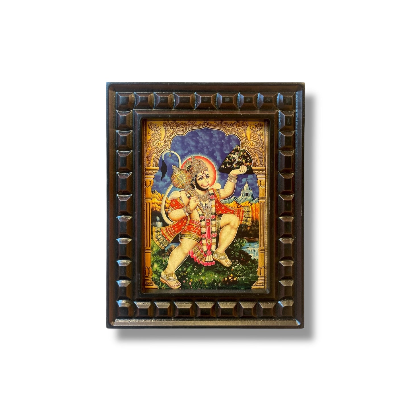 Hanuman - 2 Gold Foiled Art within Wooden Frame