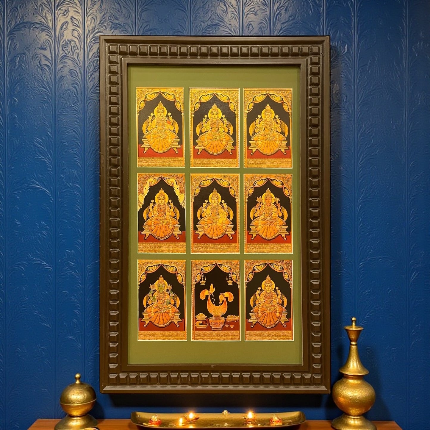 Astalakshmi Gold Leafed Art With Wooden Frame
