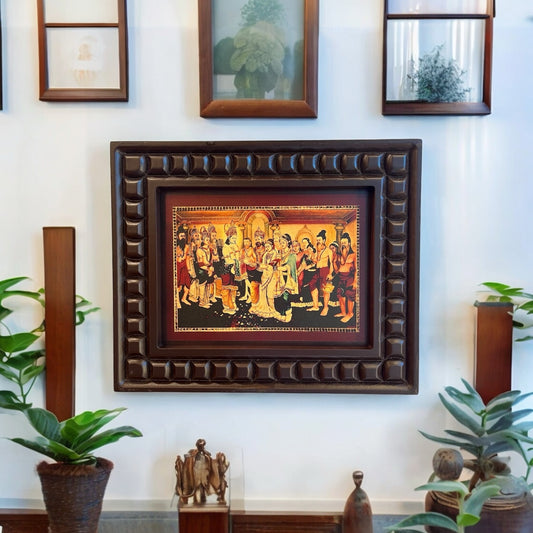 Gold Leafed Art Wedding Ceremony of Ram & Sita With Wooden Frame