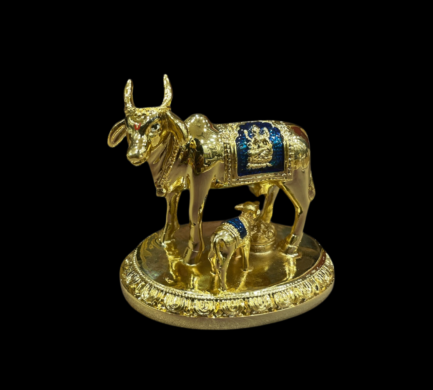 Kamadhenu Sterling Silver Gold plated with blue enamel work