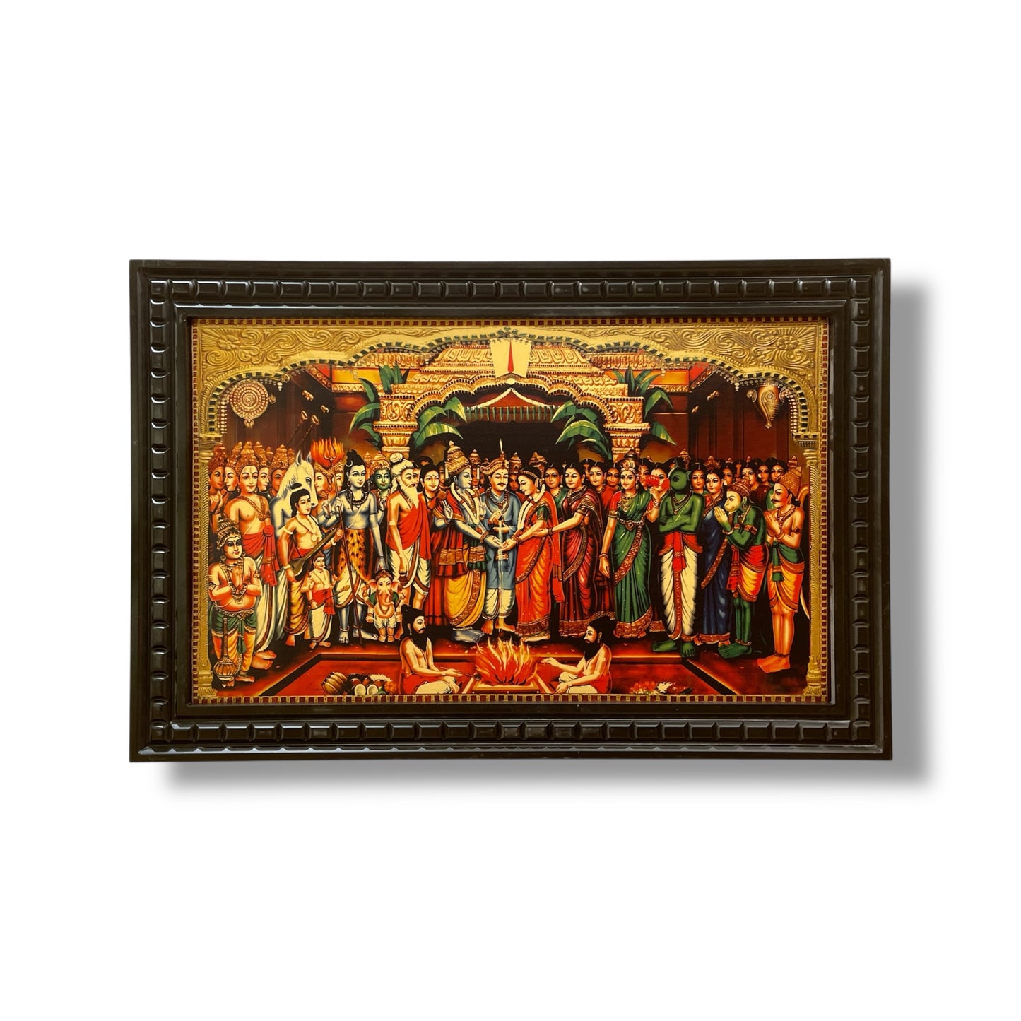 Srinivasa Kalyanam Gold foiled artwork in wooden frame