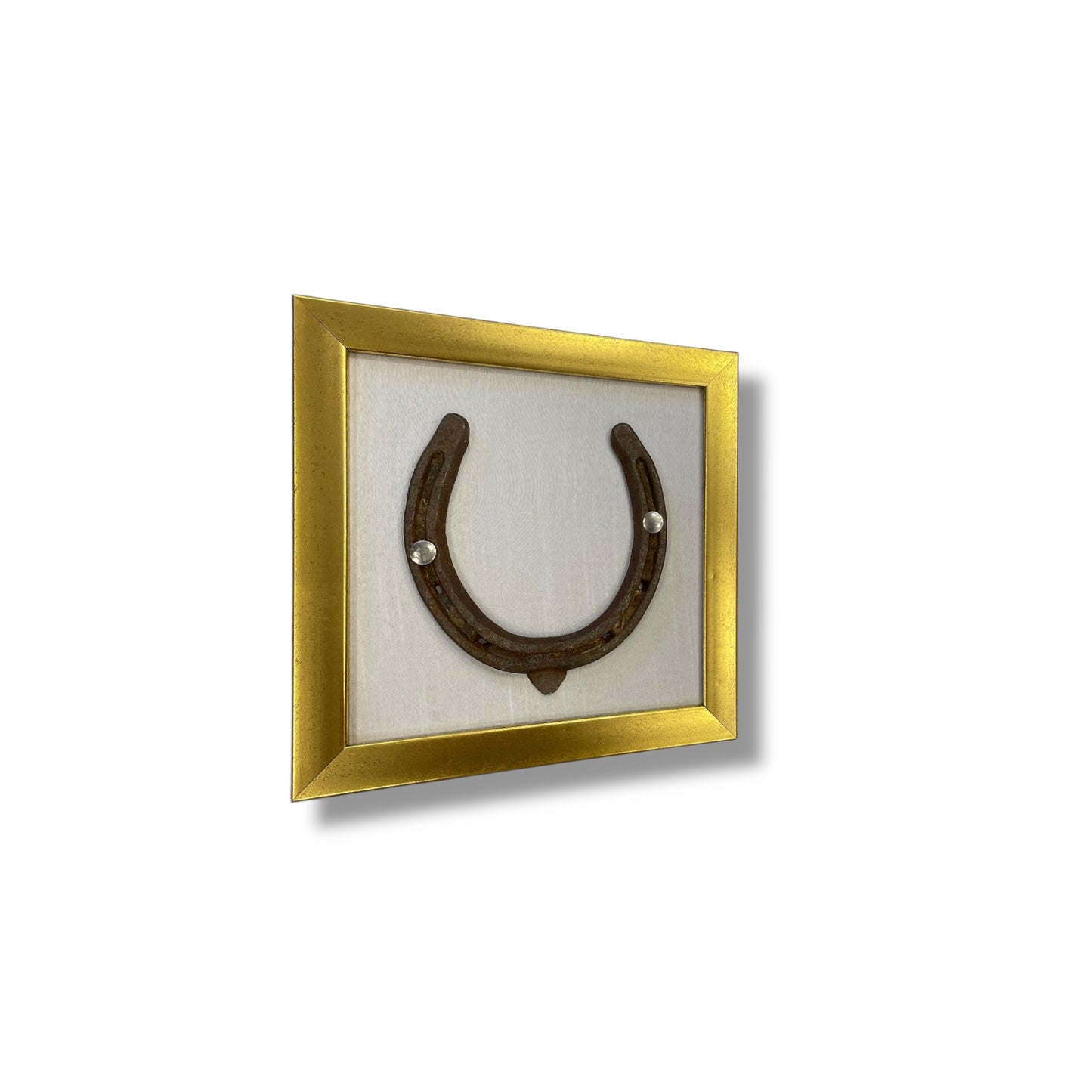 Good luck Antique horse shoe with white silk background