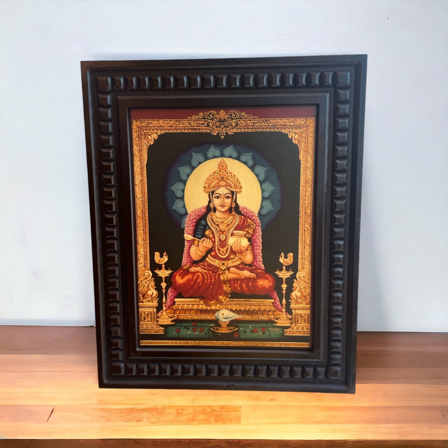Gold Leafed Art Annapurna With Wooden Frame
