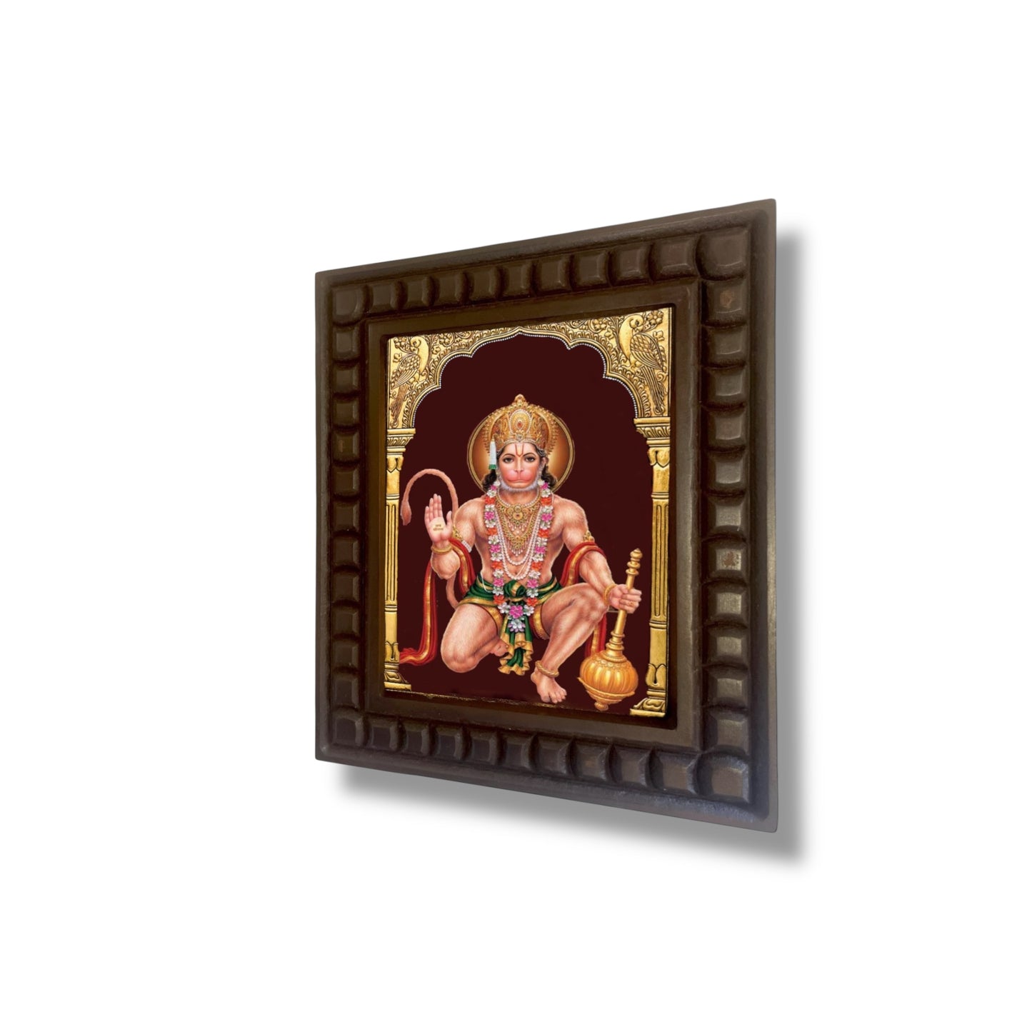 Hanuman Gold Foiled Art within wooden frame
