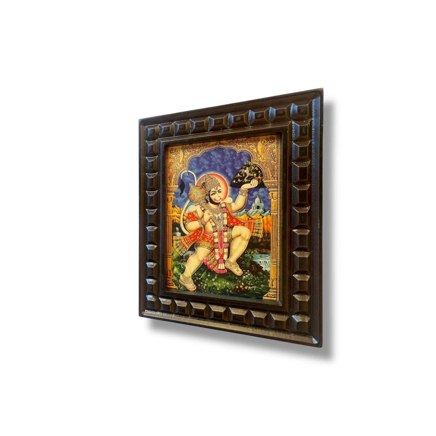 Hanuman - 2 Gold Foiled Art within Wooden Frame