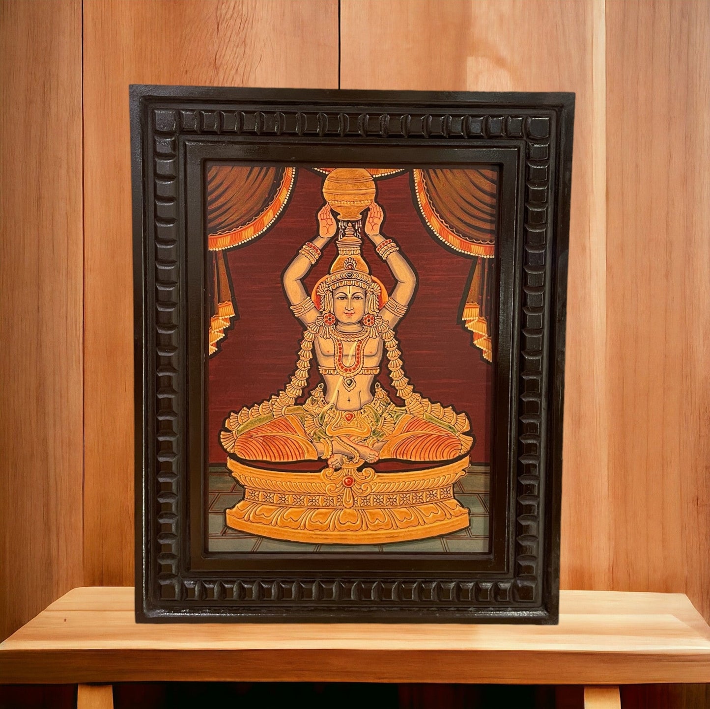 Danvantri Gold Leafed Art With Wooden Frame