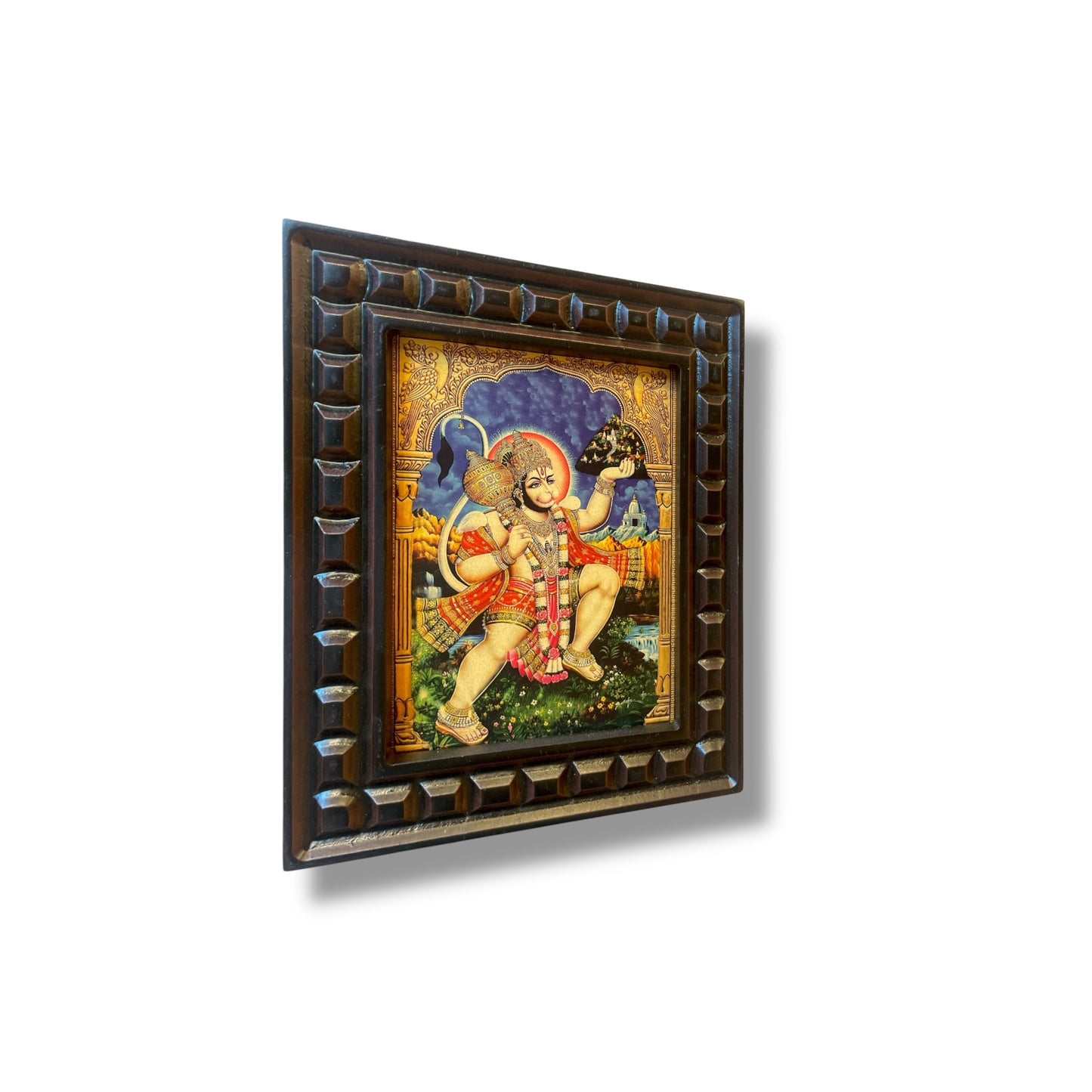 Hanuman - 2 Gold Foiled Art within Wooden Frame
