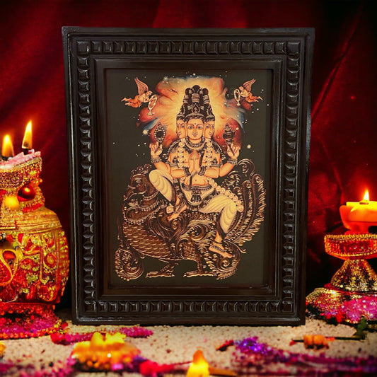 Brahma dev gold leaf wooden photo frame