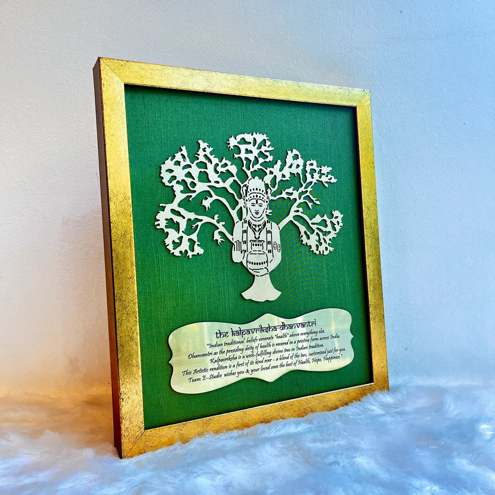 Dhanvantri with Wine red silk background
