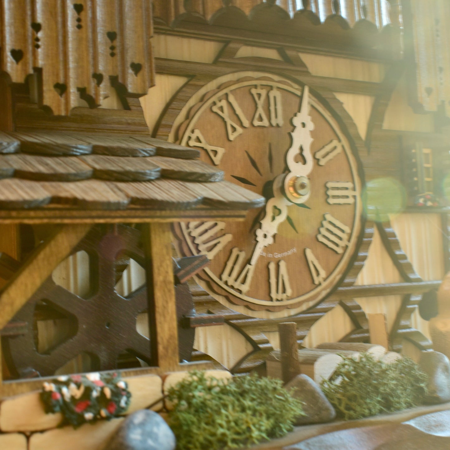 Musical mechanical cuckoo clock - with wood cutter and German farm dance moving parts - 8 day movement