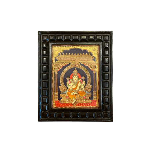 Dhanvantri -3 gold leafed artwork in wooden frame