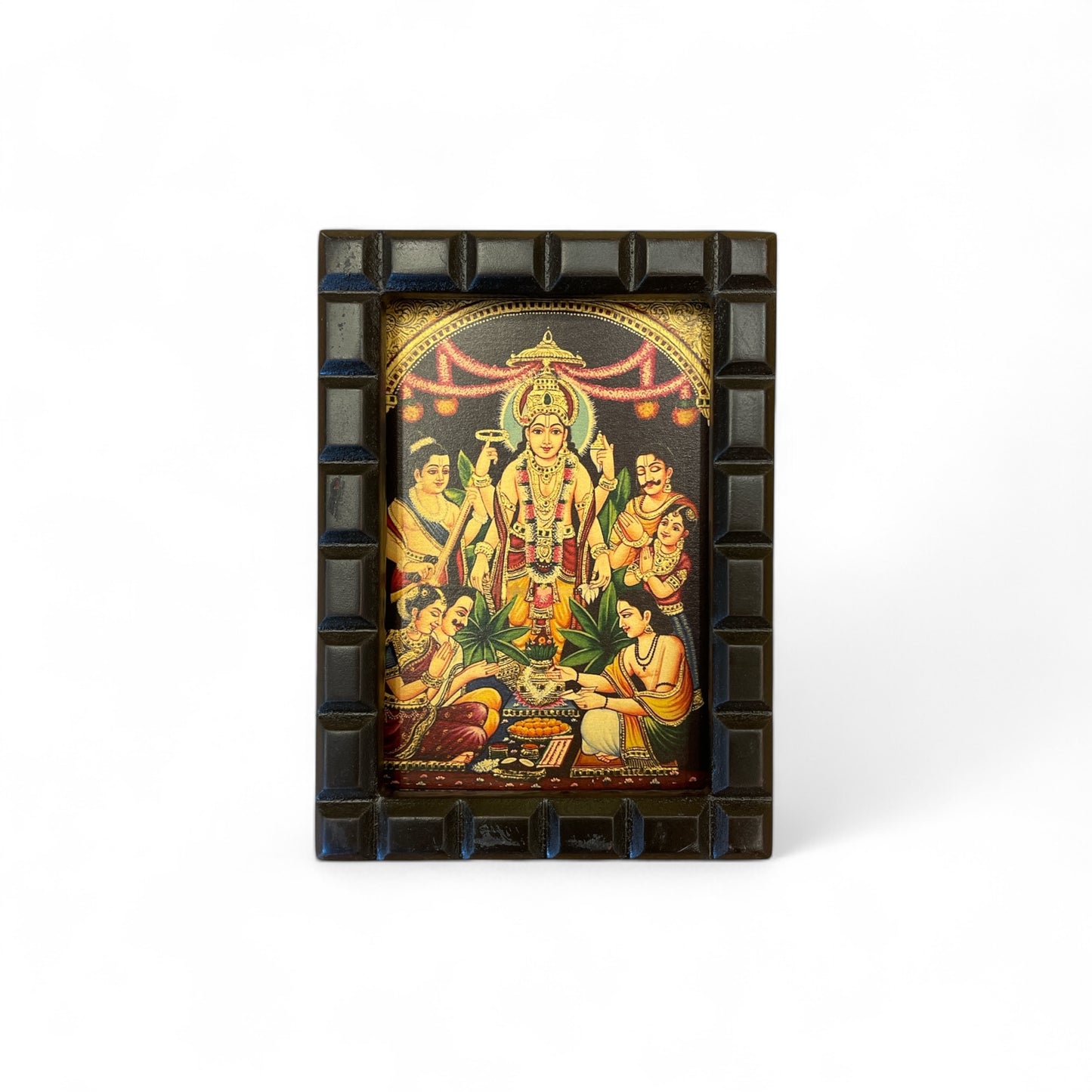Satyanarayana Swamy - 2 Gold Leafed Art With Wooden frame