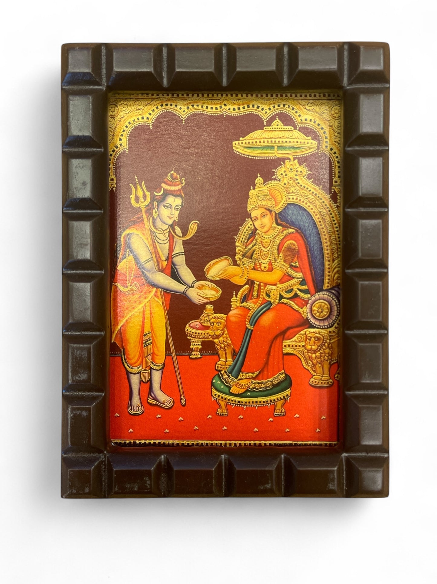 Shiva & Annapurna Gold Leafed Art With Wooden Frame