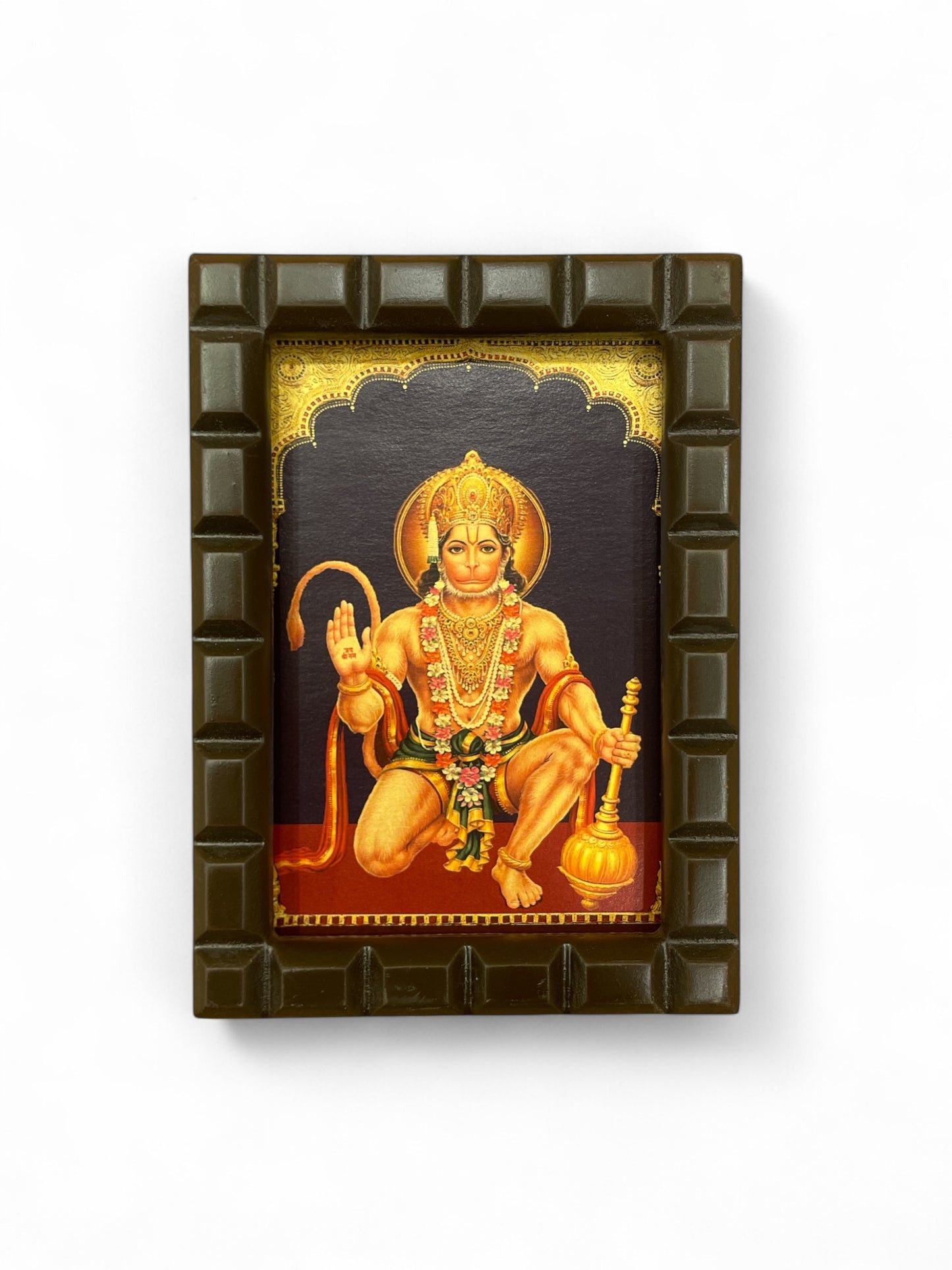Hanuman Gold Foiled Art within wooden frame