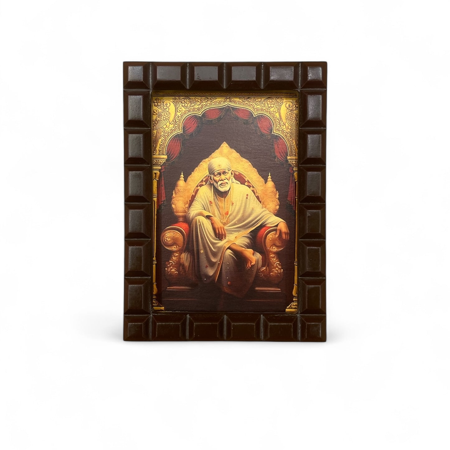 Sai Baba -2 Gold foiled art within wooden frame