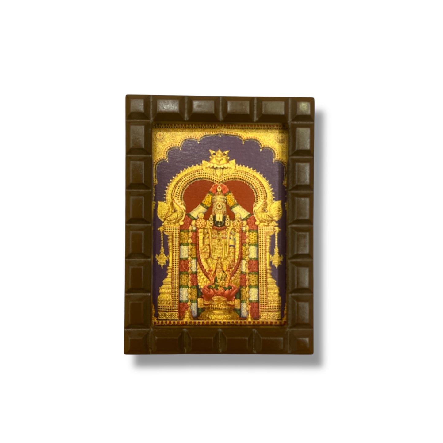 Tirupati Balaji Gold Leafed Art With Wooden Frame