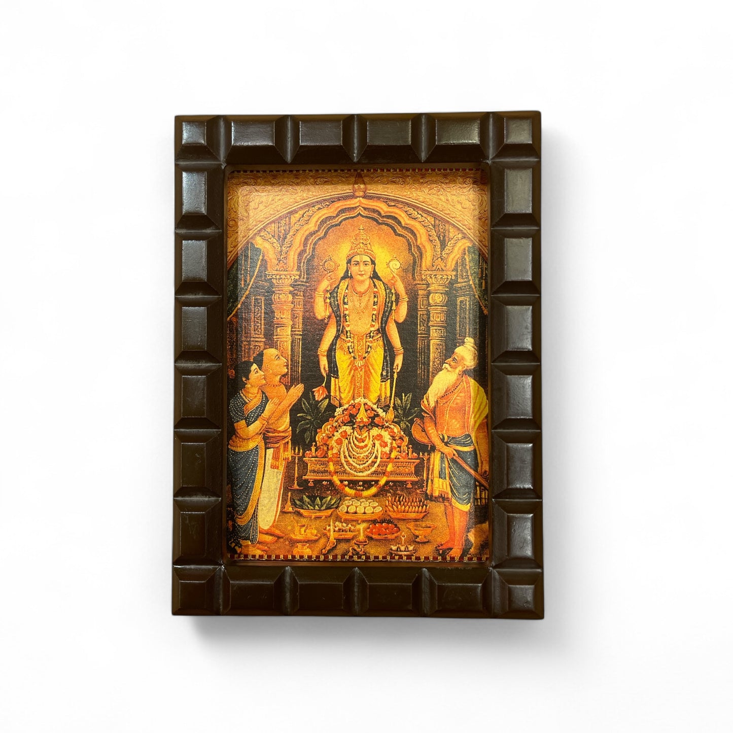 Satyanarayana Swamy Gold Leafed Art With Wooden Frame