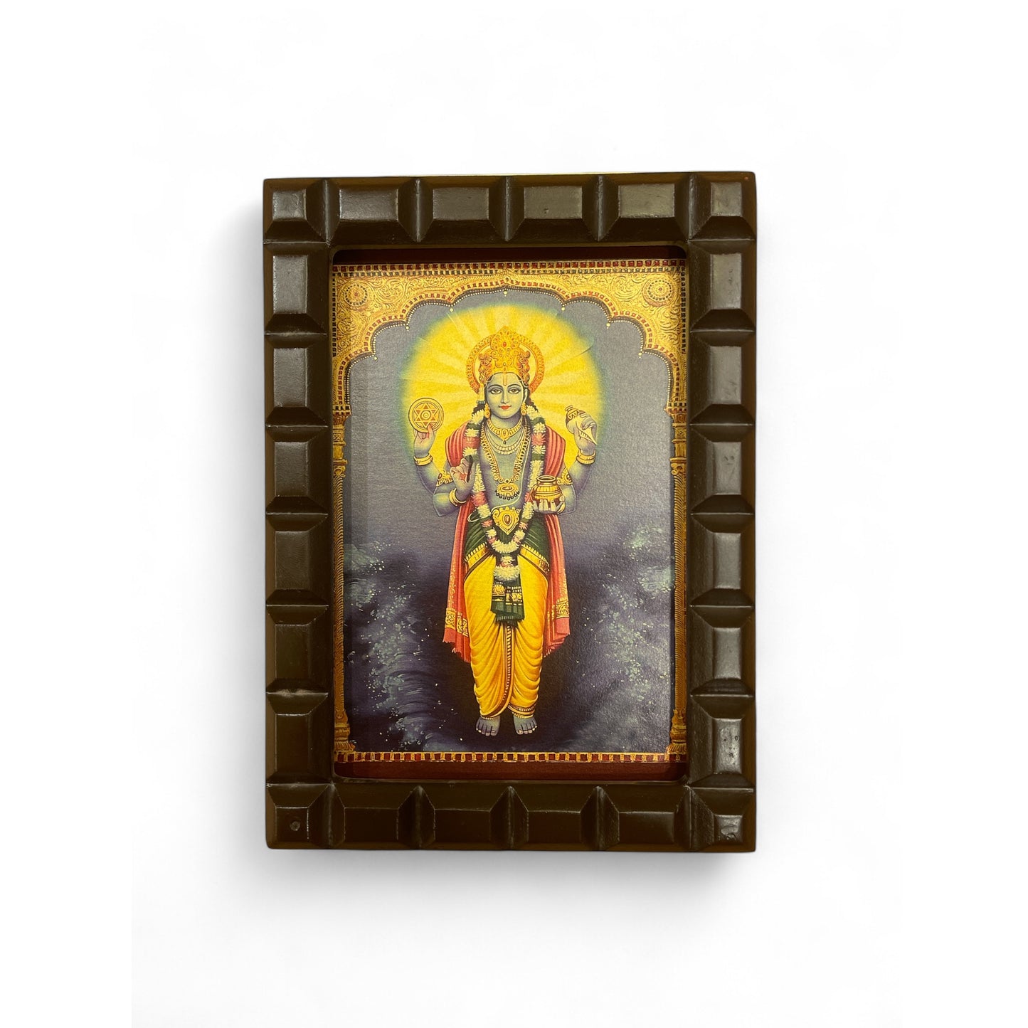 Dhanvantri -2 gold leafed artwork in wooden frame