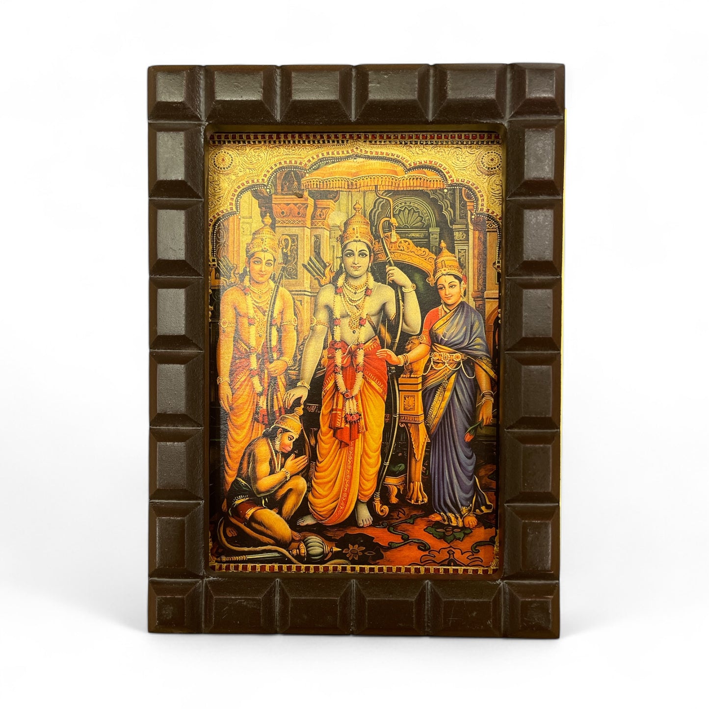 Rama Parivar Gold foiled art in wooden frame