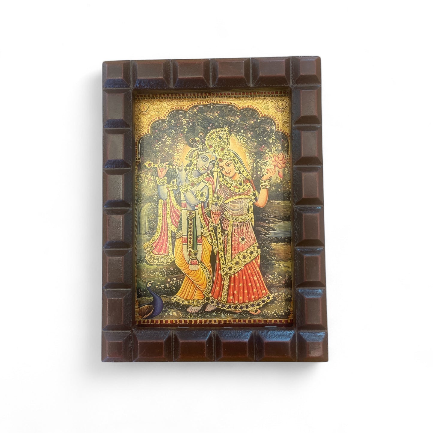 Radha Krishna - 4 Gold Leafed Art with Wooden Frame