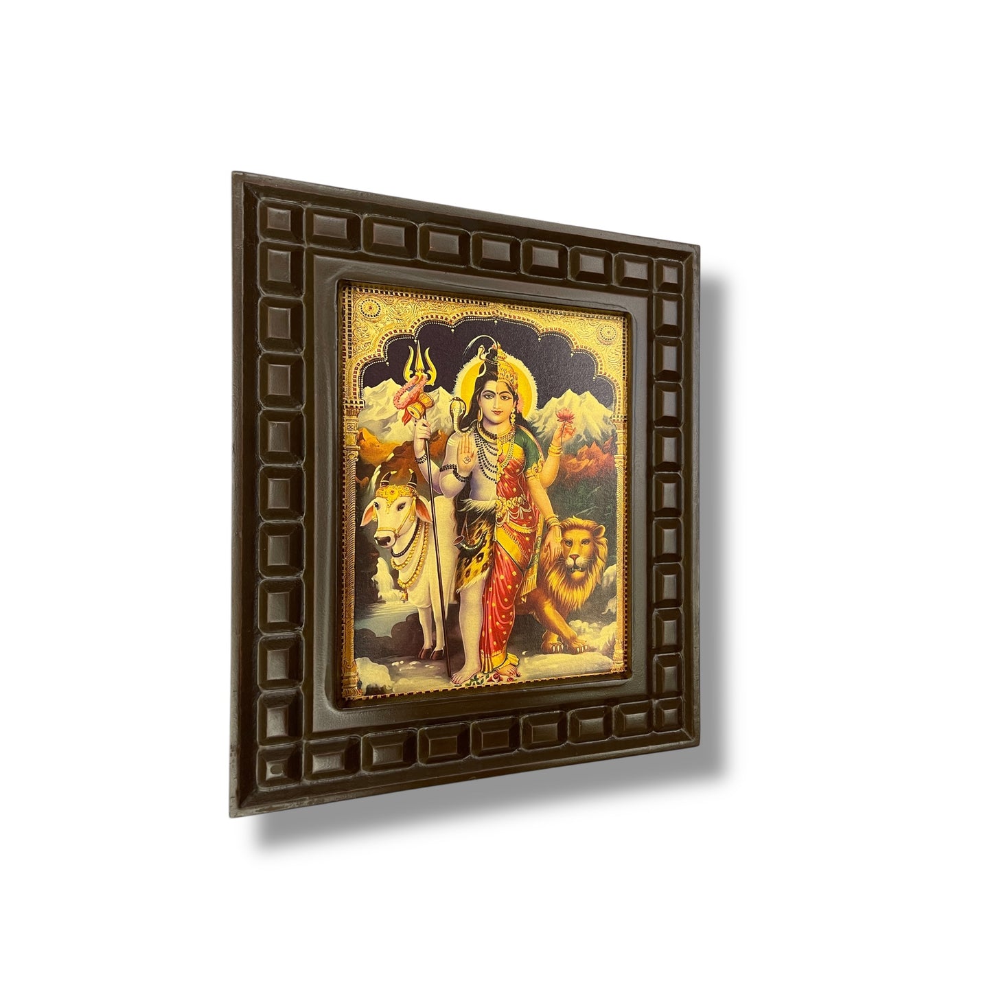 Ardhanareshwar 3 Gold Leafed Art with Wooden Frame