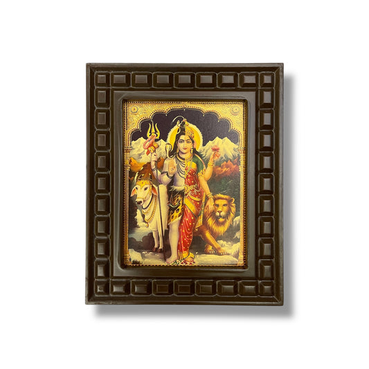 Ardhanareshwar 3 Gold Leafed Art with Wooden Frame