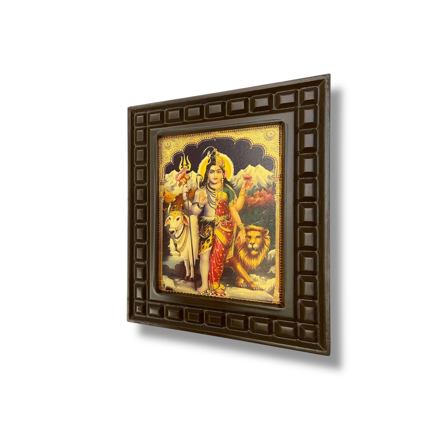 Ardhanareshwar 3 Gold Leafed Art with Wooden Frame