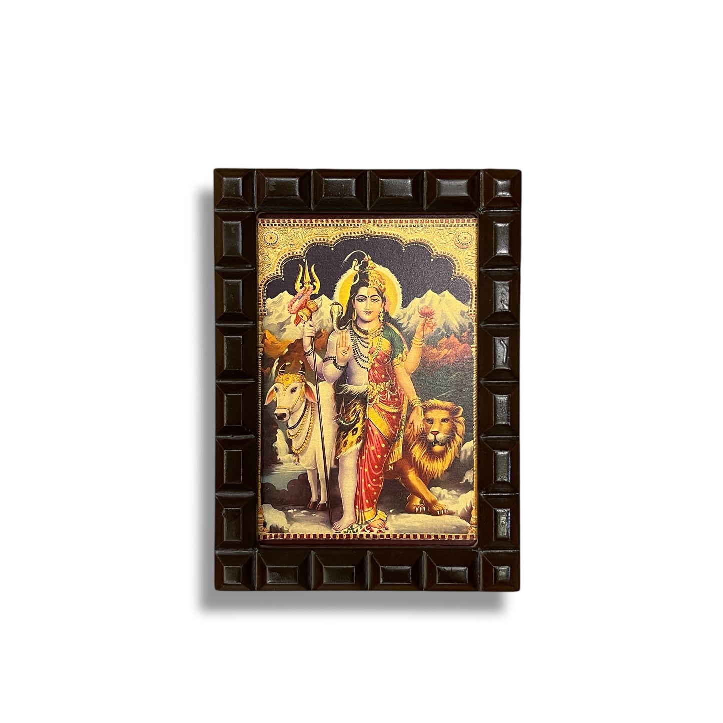 Ardhanareshwar 3 Gold Leafed Art with Wooden Frame