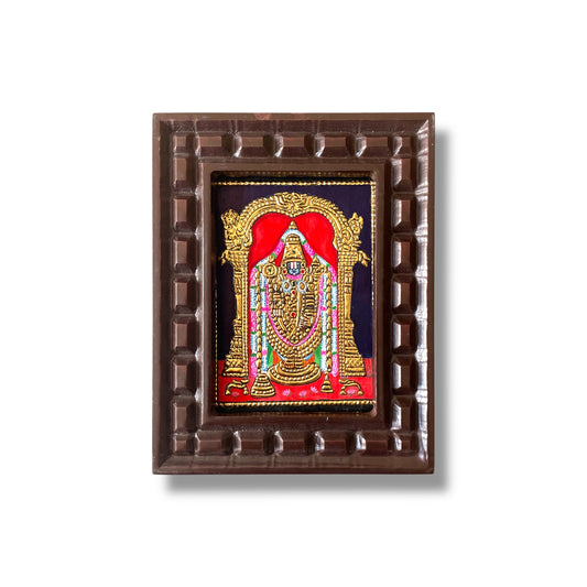 Tirupati Balaji Tanjore Painting with Wooden Frame