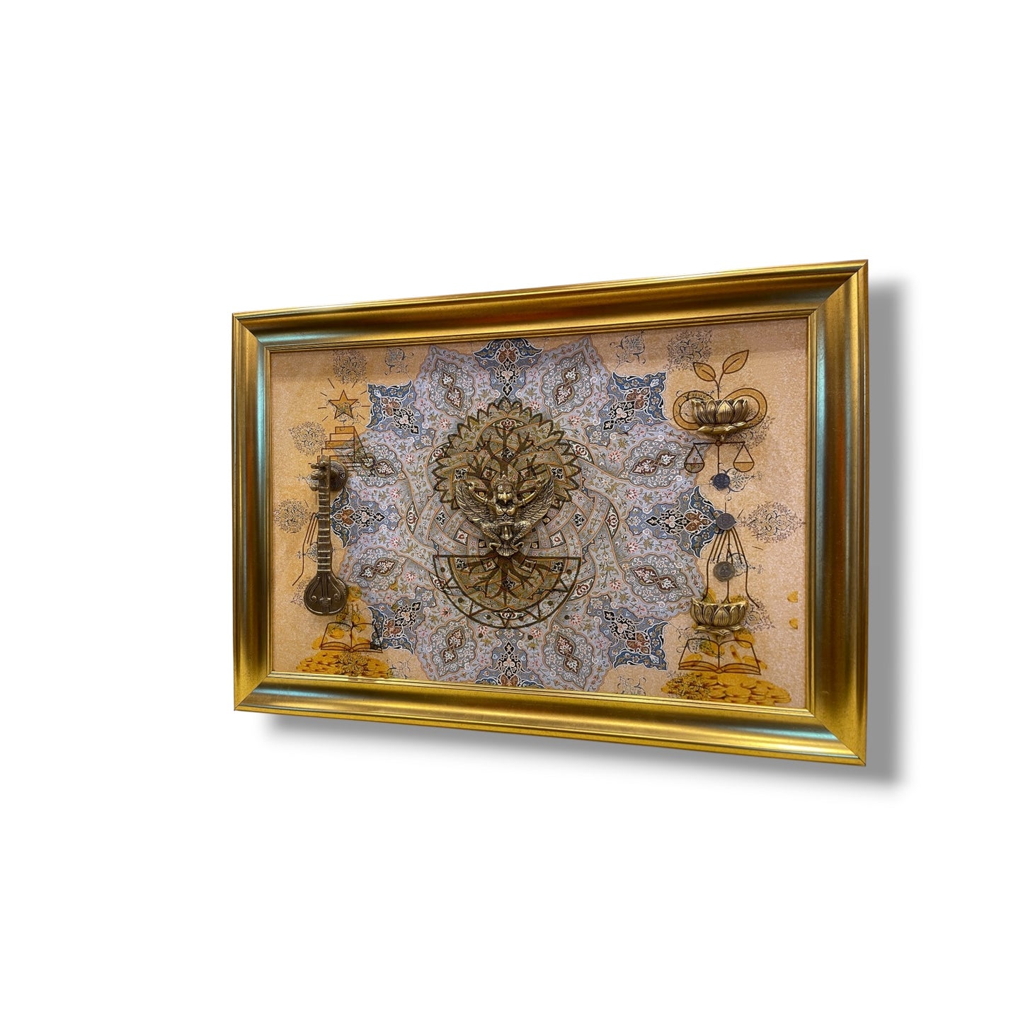 Manifestation Brass Wall Art in Moulded Gold Frame