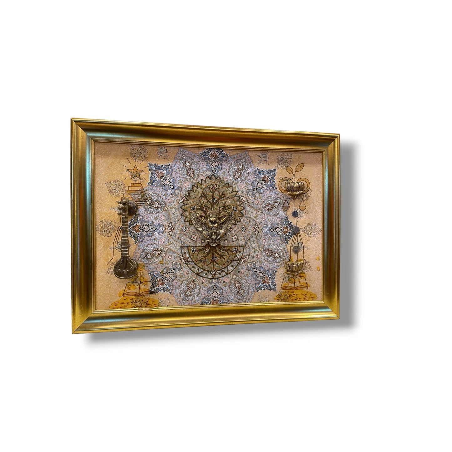 Manifestation Brass Wall Art in Moulded Gold Frame