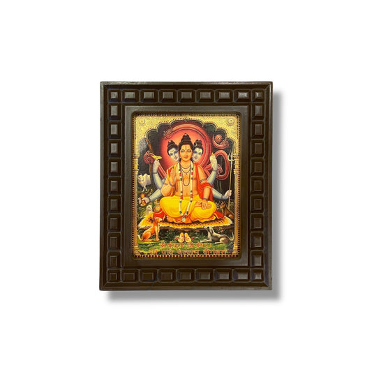 Dattatreya - 4 Gold Foiled Artwork in Wooden Frame