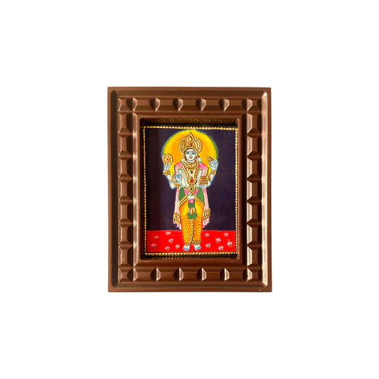 Divine Lord Vishnu Tanjore Painting – Traditional South Indian Artwork of the Preserver with Sacred Ornaments and Symbols