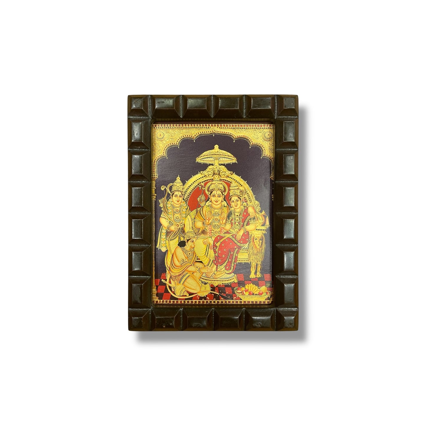 Ram Parivar- 3 Gold leafed artwork in wooden frame
