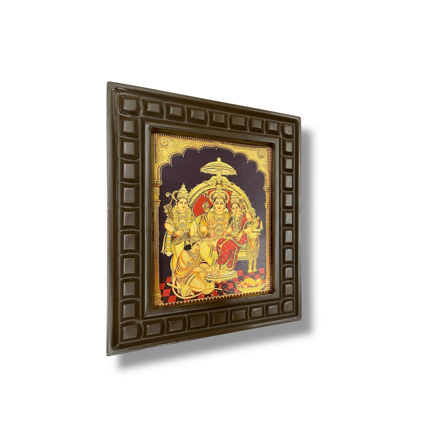 Ram Parivar- 3 Gold leafed artwork in wooden frame
