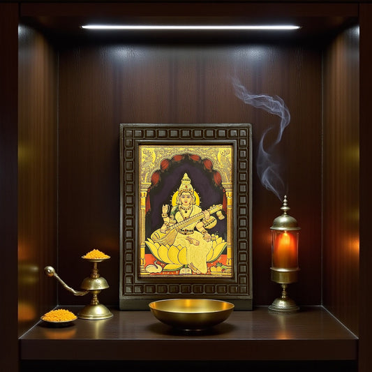 Challandi Amma Gold Leafed Art With Wooden Frame