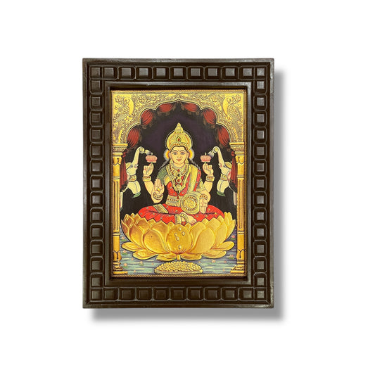 Gajalakshmi Gold Foiled art within wooden frame