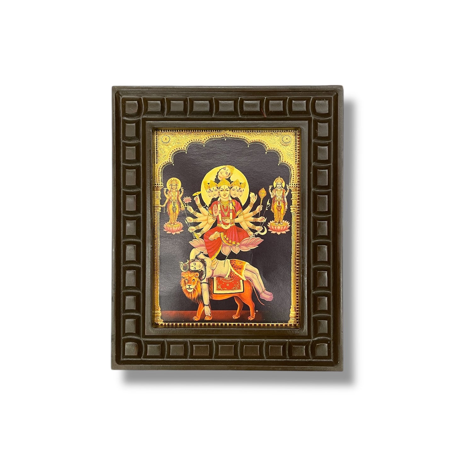 Kamakya Devi Gold Leafed Art With Wooden Frame