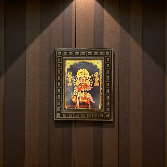 Kamakya Devi Gold Leafed Art With Wooden Frame