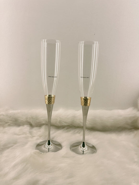 Luxurious Champagne glass in Silver Brass