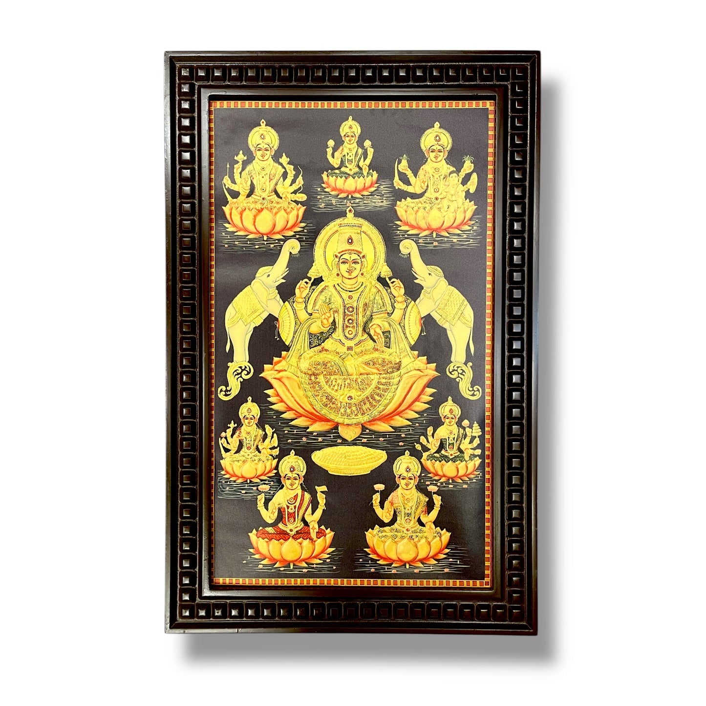Astalakshmi -2 Gold Leafed Art With Wooden Frame.