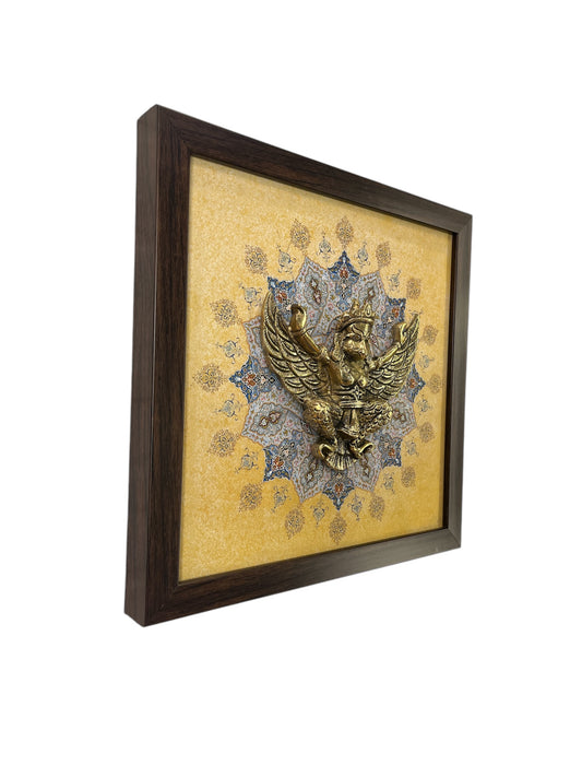 Garuda Brass with mandal backdrop in resin frame