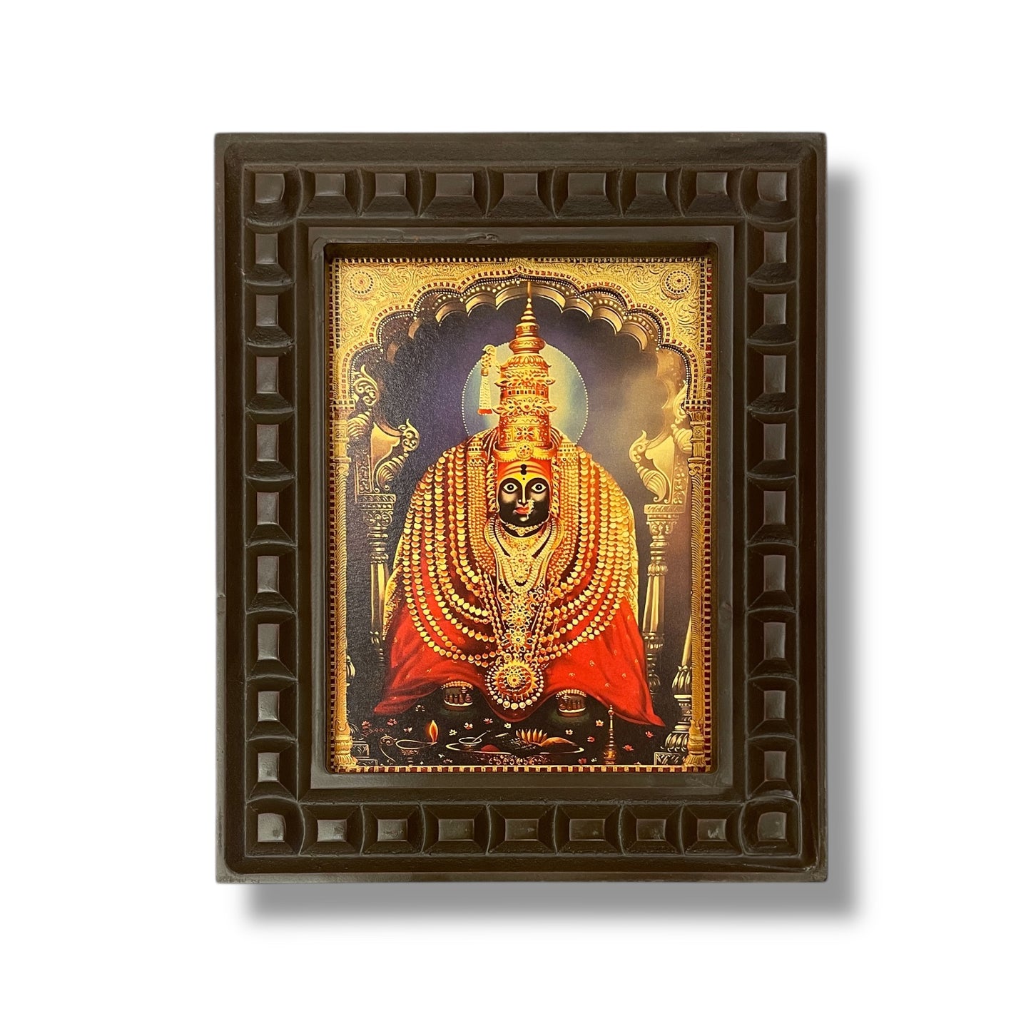 Tulja Bhavani Gold Foiled art within wooden frame
