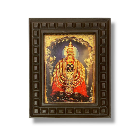 Tulja Bhavani Gold Foiled art within wooden frame
