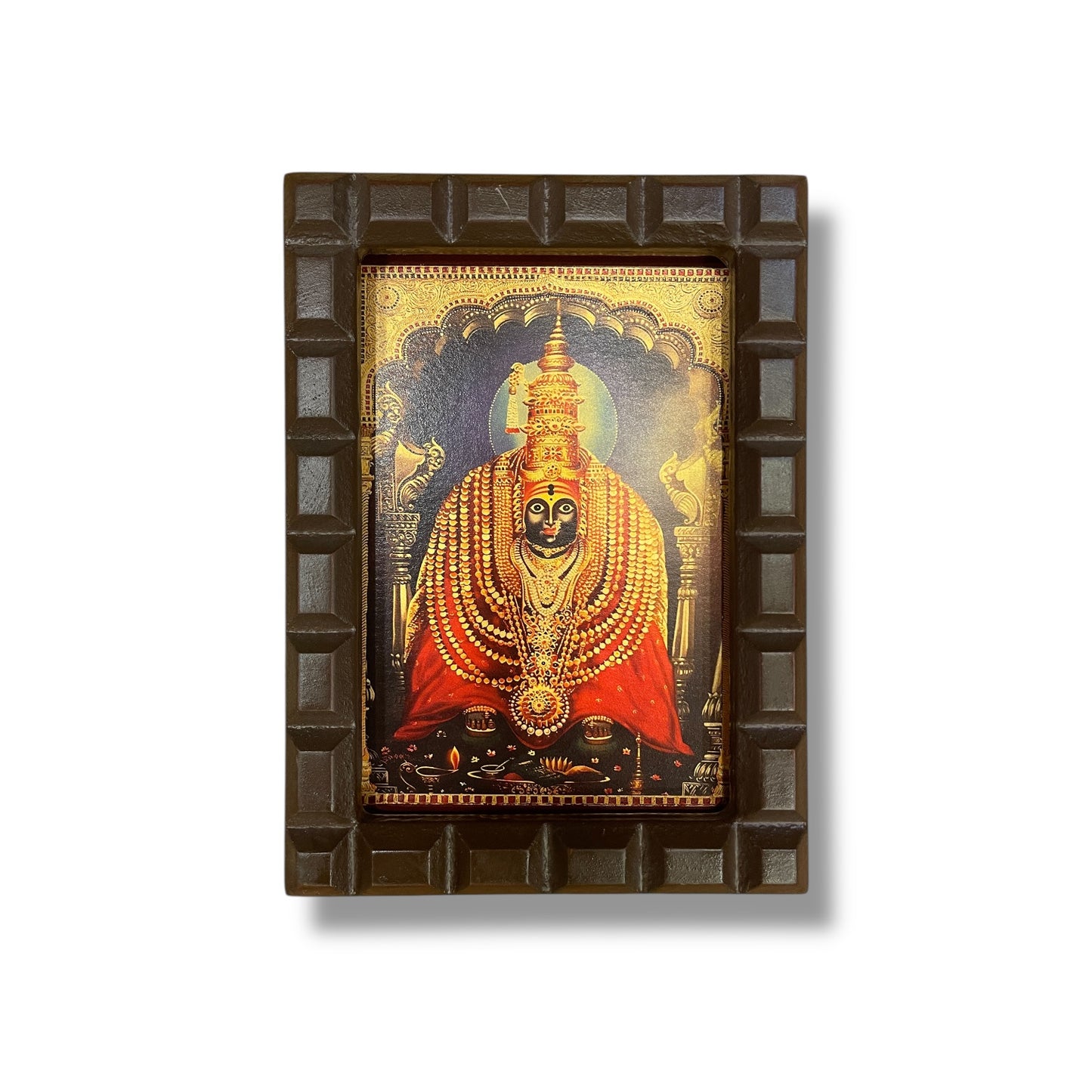 Tulja Bhavani Gold Foiled art within wooden frame