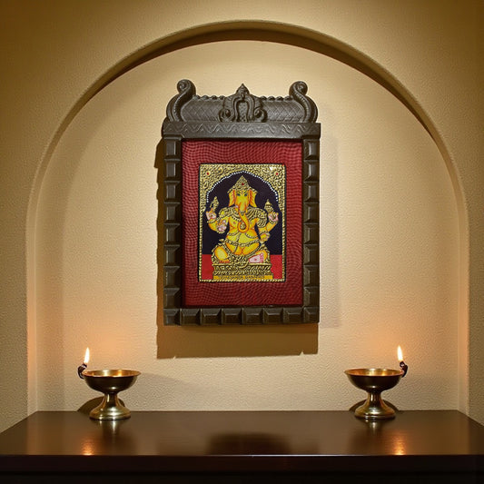 Trayakshara Ganapati Tanjore Painting