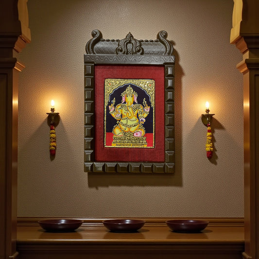 Rinamochana Ganapati Tanjore Painting