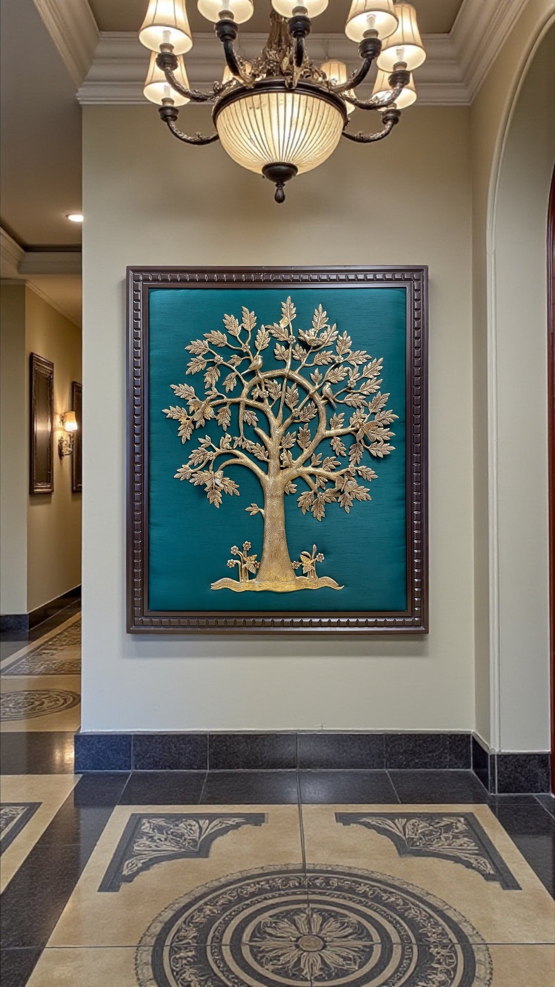 Royal Brass Flower of Life Wall Art – Framed in Premium Wood